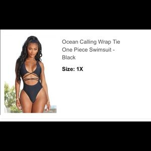 Ocean calling wrap tie one piece swimsuit black